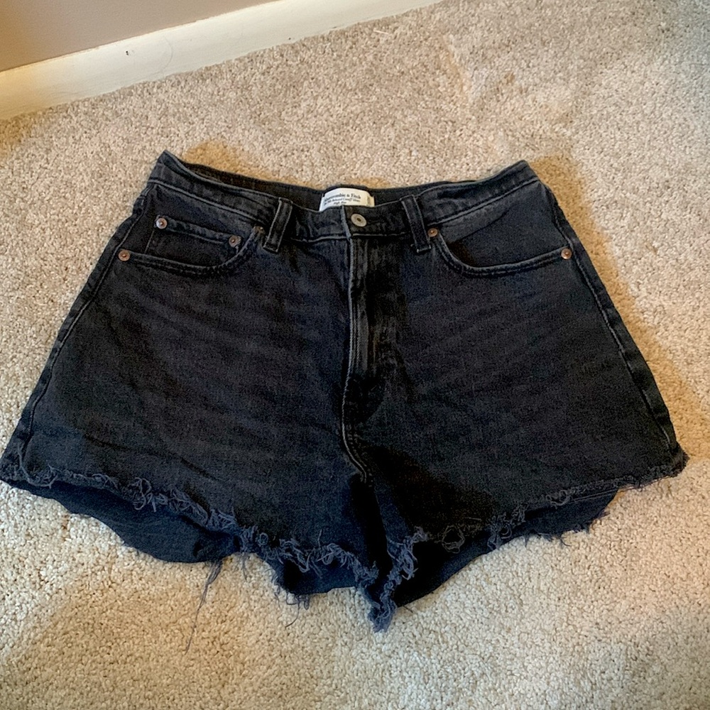 Abercrombie & Fitch Black High-Rise Denim Cutoff Shorts